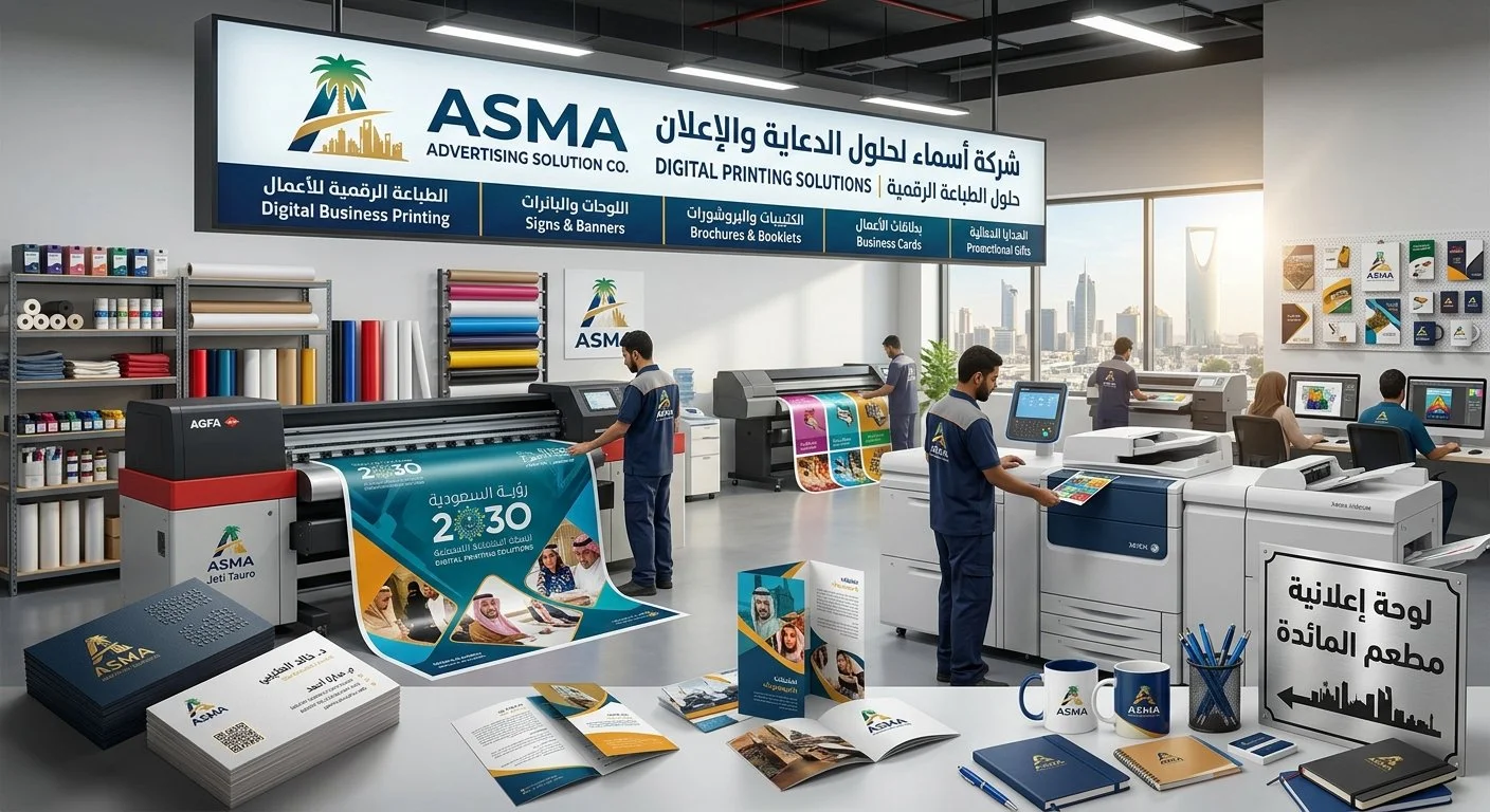 دليل شامل لخدمات الطباعة الرقمية في السعودية: كل ما تحتاج إلى معرفته | ASMA Advertising Solution Co.